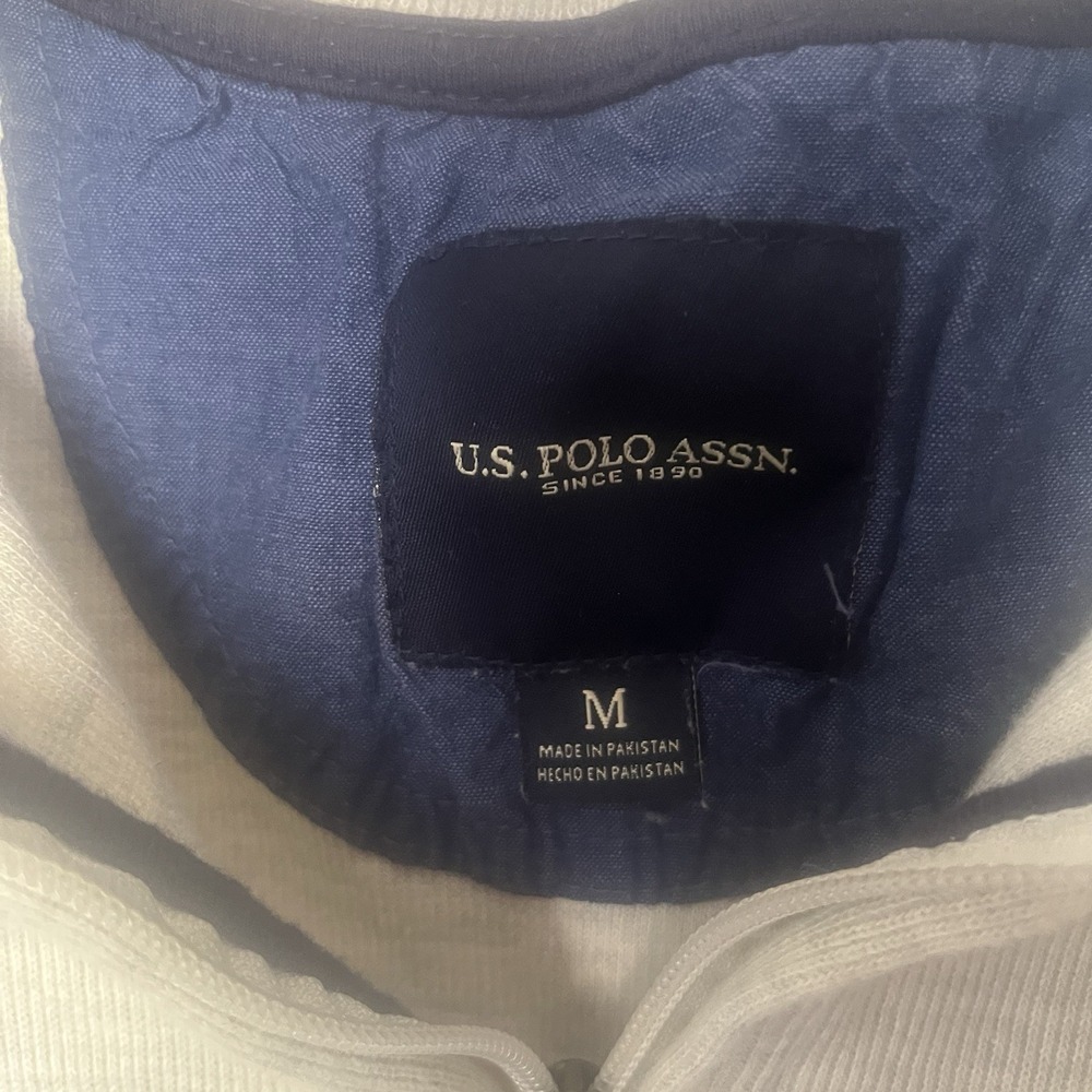 U.S Polo Assn Quarter Zip Pullover Mens M Gray Cotton Preppy Casual Office - Picture 2 of 6